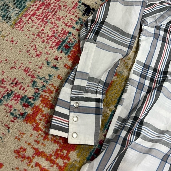 Vintage Wrangler Plaid Pearl Snap Rancher Button Down Long Sleeve Shirt - Picture 2 of 5